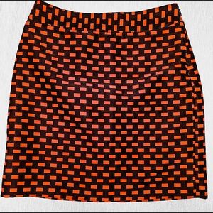 Ann Taylor LOFT Satin Shift Skirt orange & burgundy